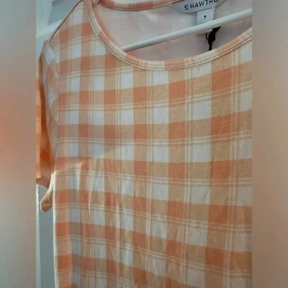 41 HAWTHORNE  ORANGE WHITE CHECKER BRIGITTE KNIT DRESS NWT - Picture 3 of 8